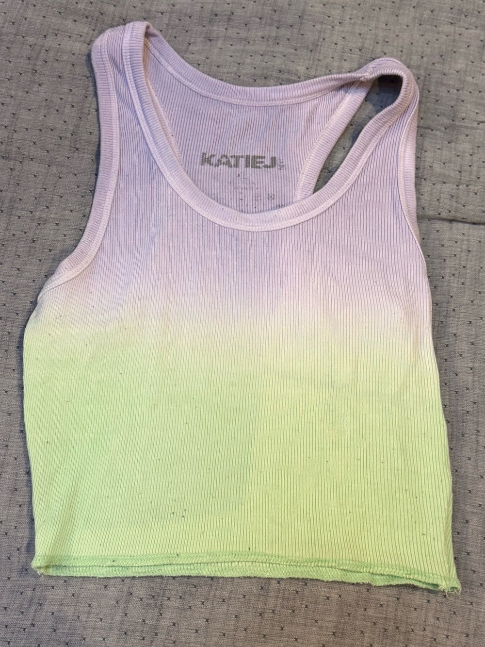 KATIE J. Ombre Ribbed Tank - Lavender to Lime